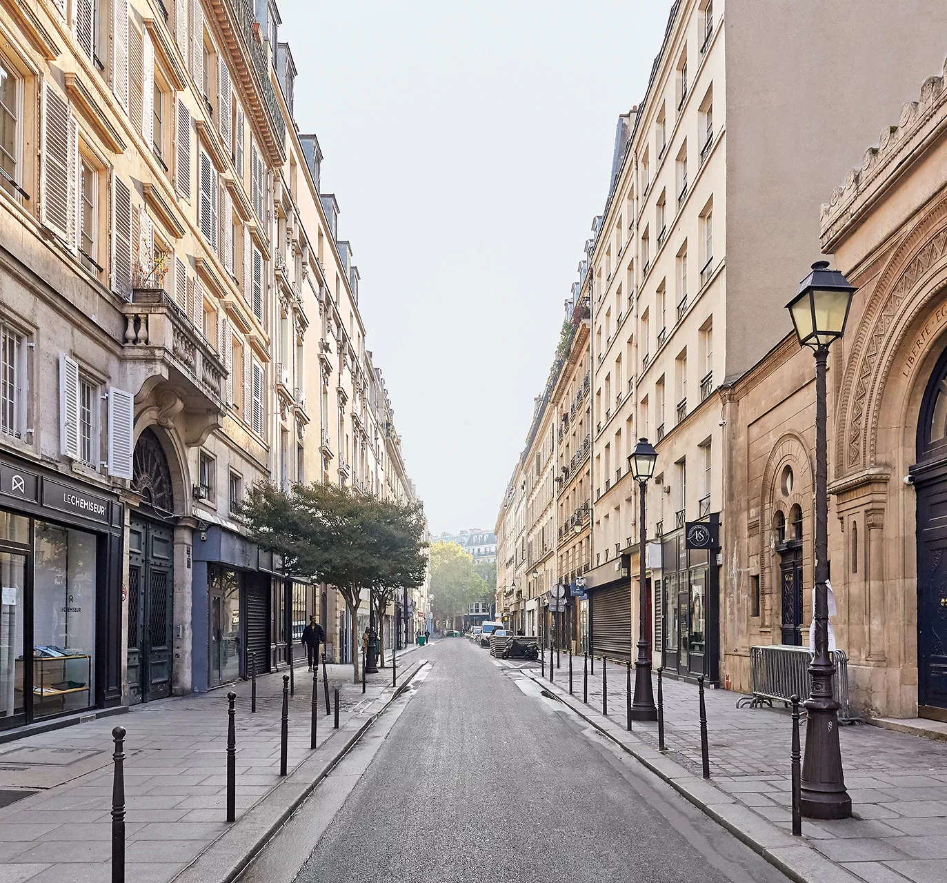 View of a Paris street with stores