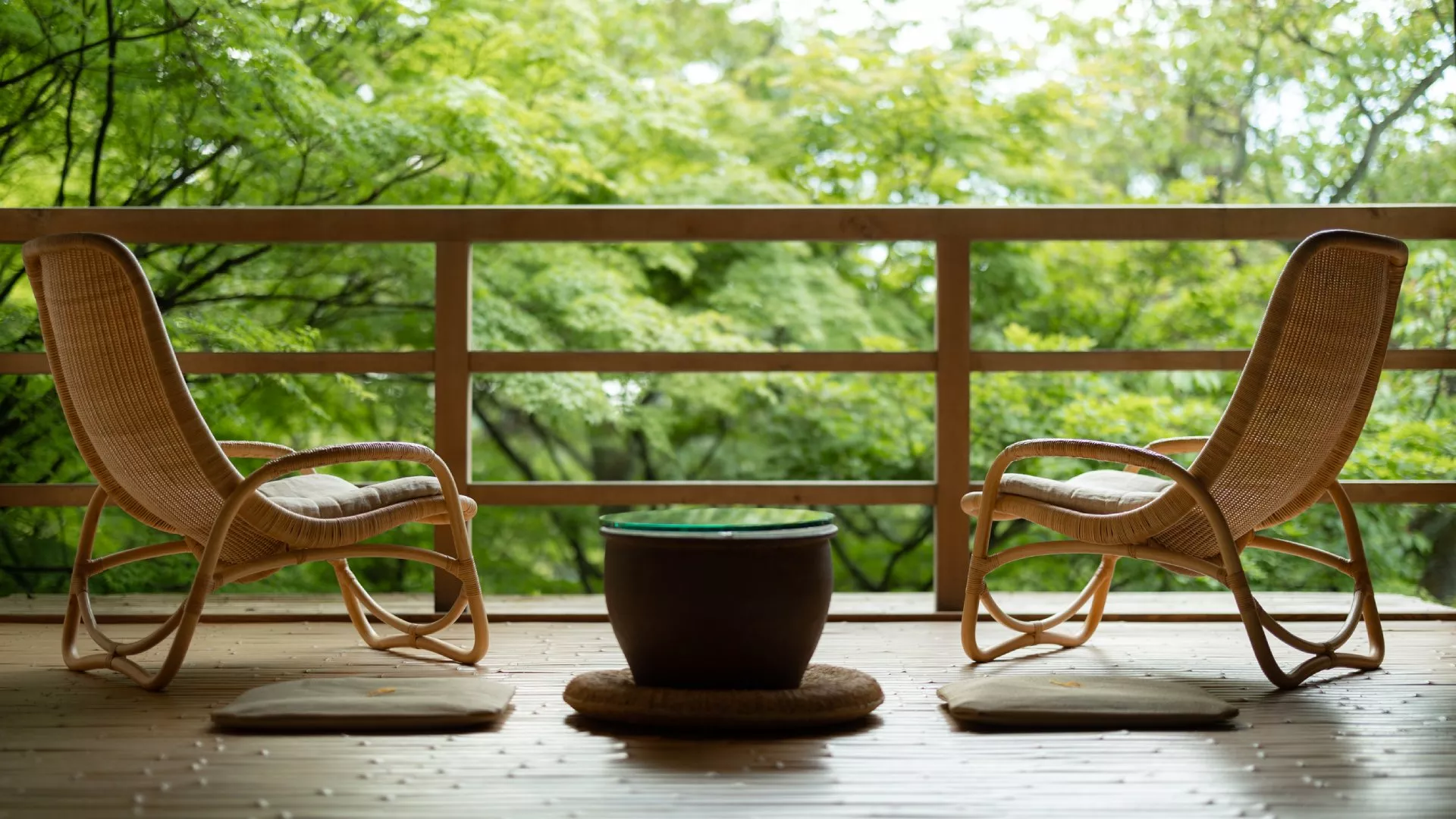 Vue depuis le balcon de l'hôtel Beniya Mukayu